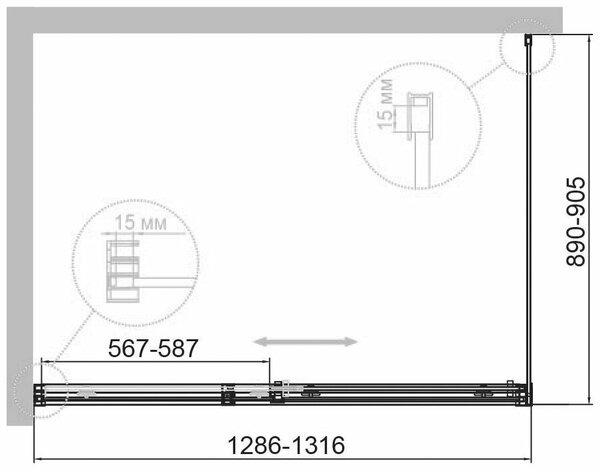 Душевой уголок (130х90) CEZARES DUET SOFT-M DUET SOFT-M-AH-1-130/90-C-Cr